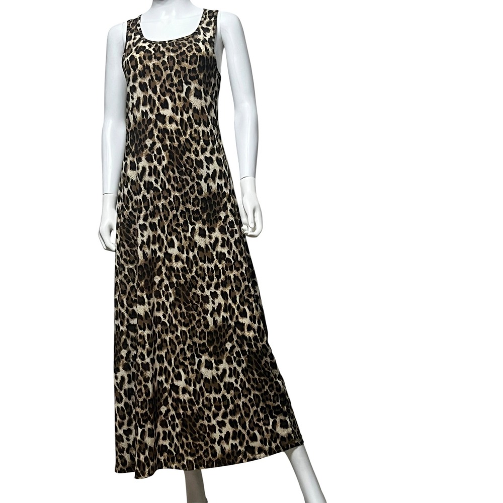 Together Apparel Womens Large Leopard Print Sleeveless Maxi Dress Brown Animal L